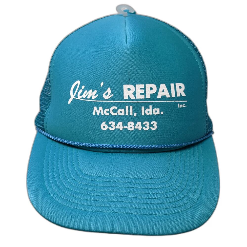 Cameo Trucker Hat Blue One Size Mesh Back Snapback Foam Rope Jim's Repair Ida